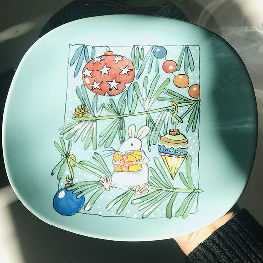 Decorative plate Piatto in ceramica Topino Natalizio